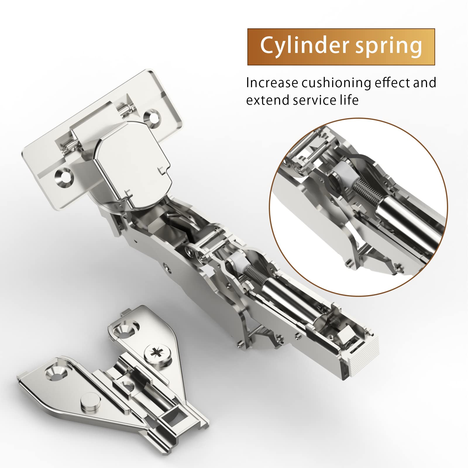 Furniware cold-rolled steel nickel-brass hinge for durable cabinetry.