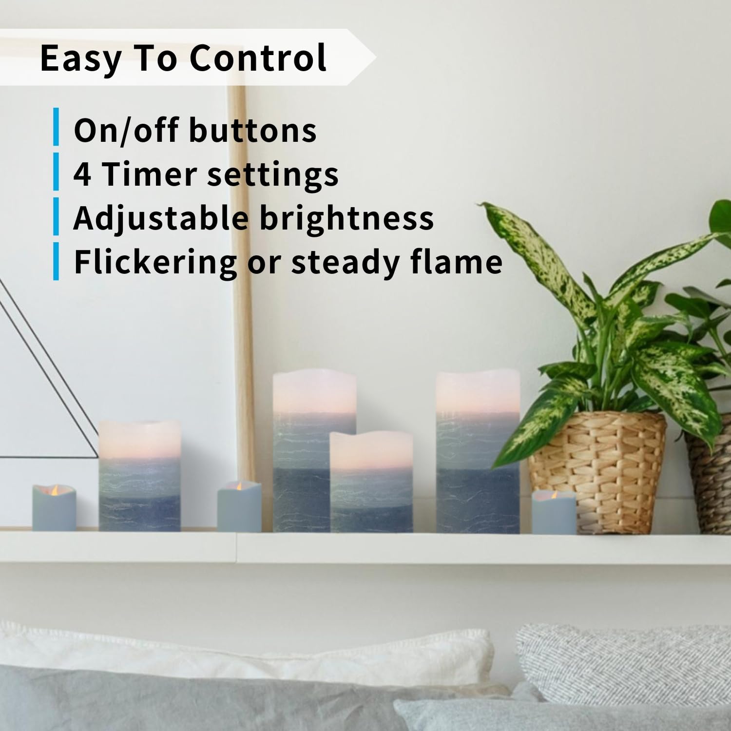 FURORA LIGHTING patio and mantel decor with blue ombre candles