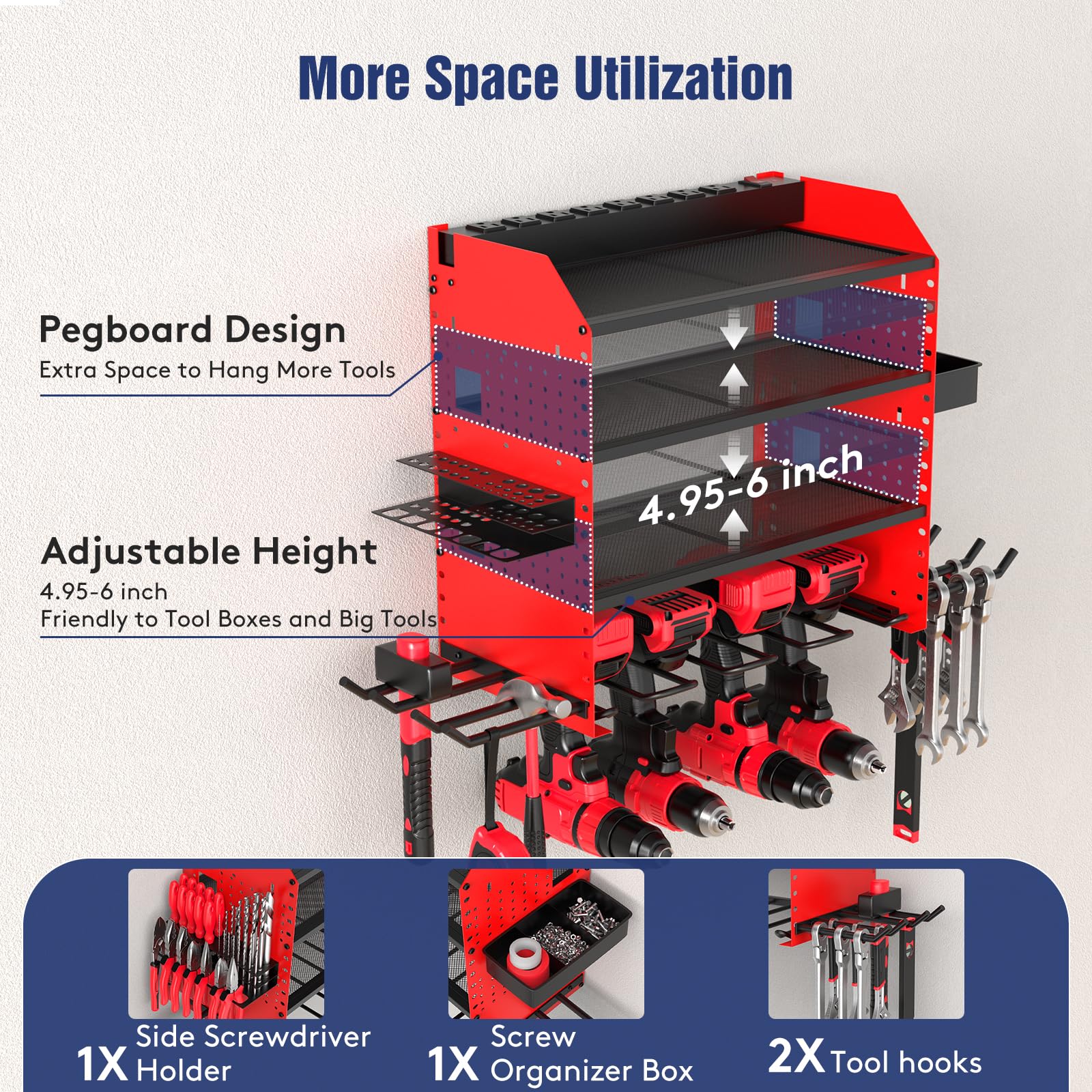 FURTIME adjustable height pegboard demonstrates customizable storage for your toolkit
