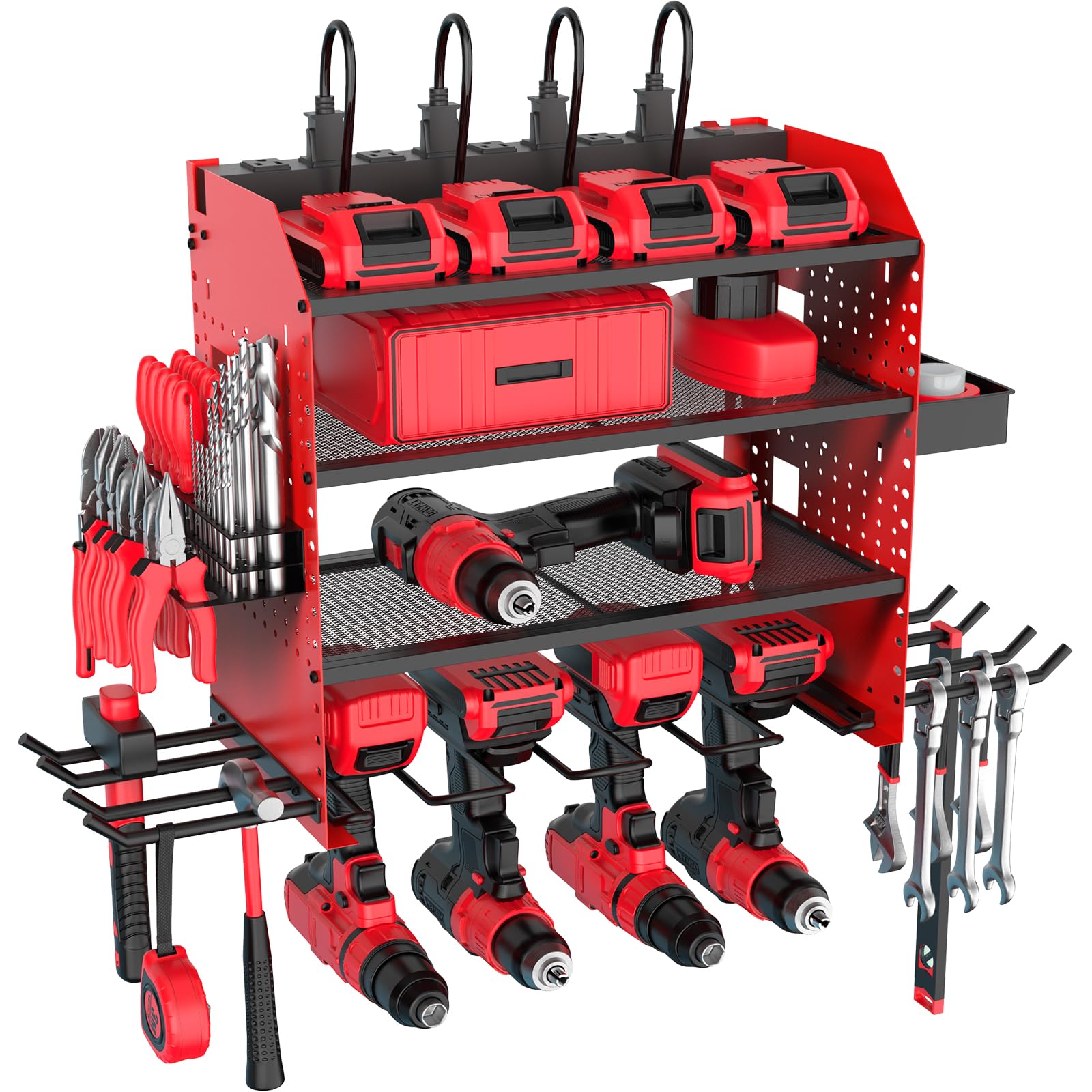 FURTIME heavy duty power tool organizer on wall-mount showing organized tools for space-saving storage
