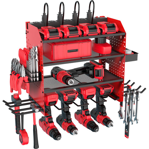 FURTIME heavy duty power tool organizer on wall-mount showing organized tools for space-saving storage