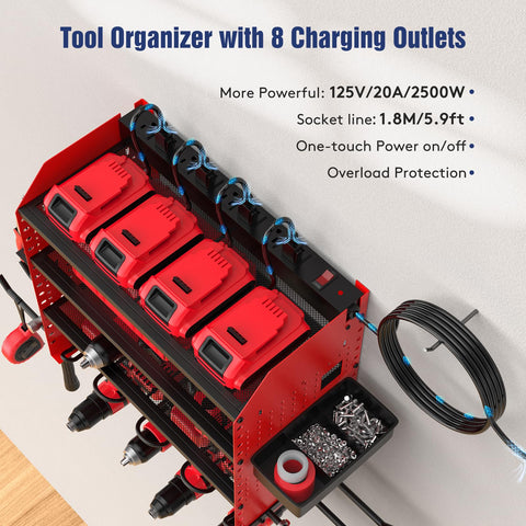 FURTIME charging station with eight outlets keeps batteries ready and organized