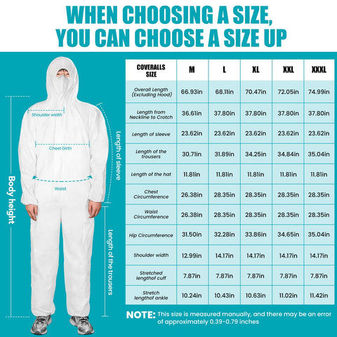 FURWEY coveralls size guide image helps choose the right fit.