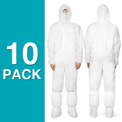 FURWEY hazmat suit showing elastic cuffs, waist, and ankles for secure adjustability