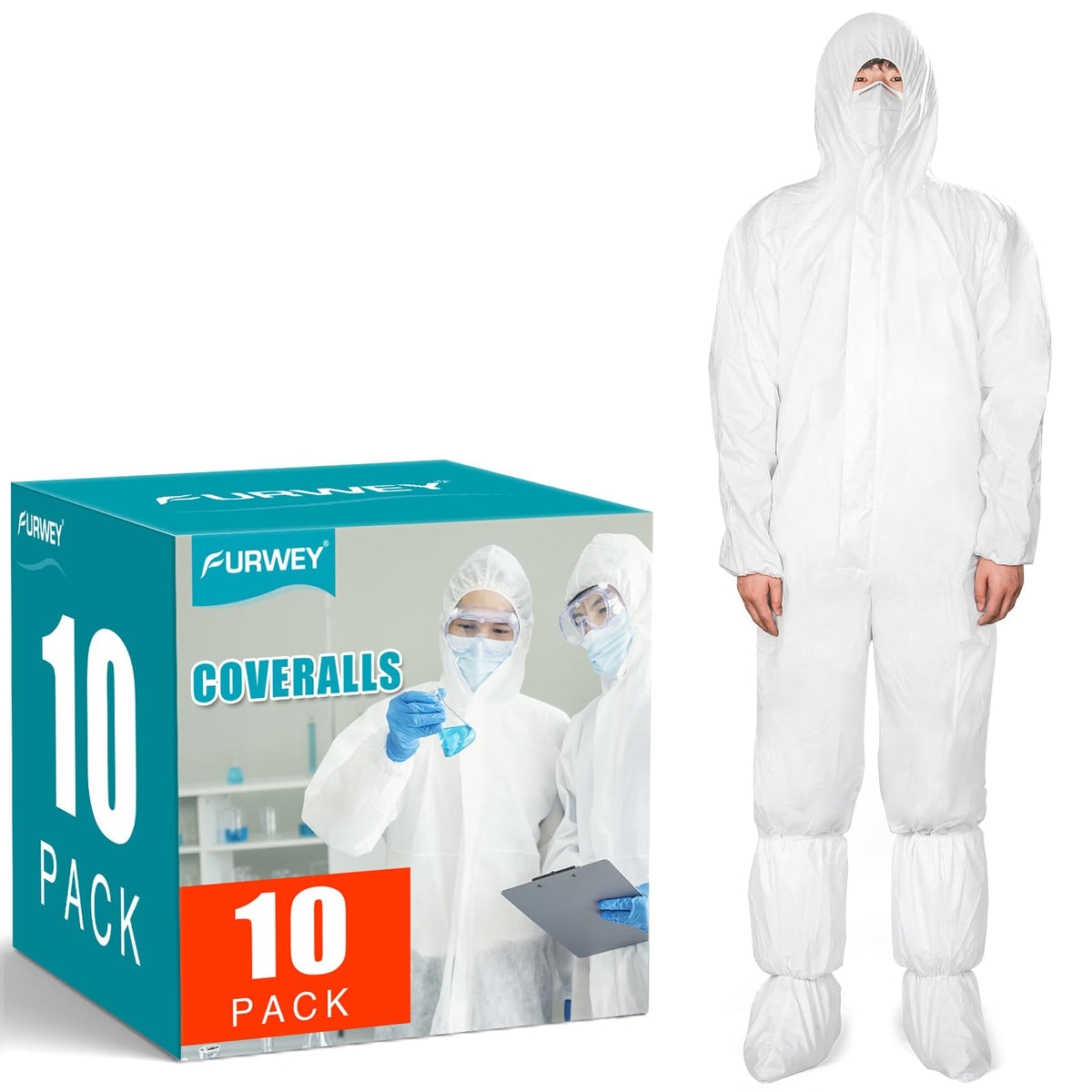 FURWEY Hazmat suit pack with breathable coveralls for durable protection