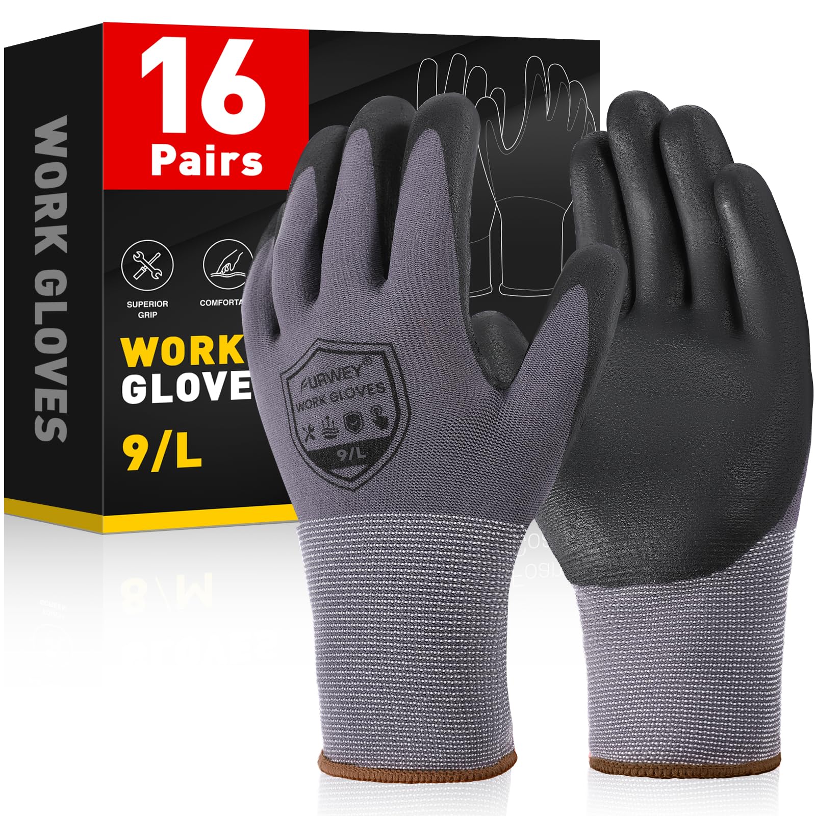 FURWEY Safety Work Gloves with nitrile palm coating for reliable grip in wet conditions.
