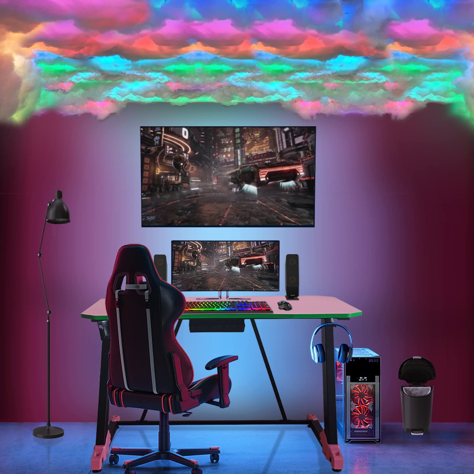 FUSLITE Thundercloud bedroom ambience creates a cozy, futuristic mood.