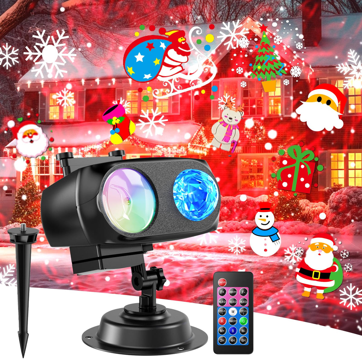 Fussion 8-pattern projector with a bright front lens for vivid outdoor displays