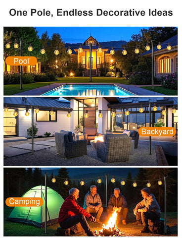 Fussion adjustable-height poles adapt to spaces for holiday displays.