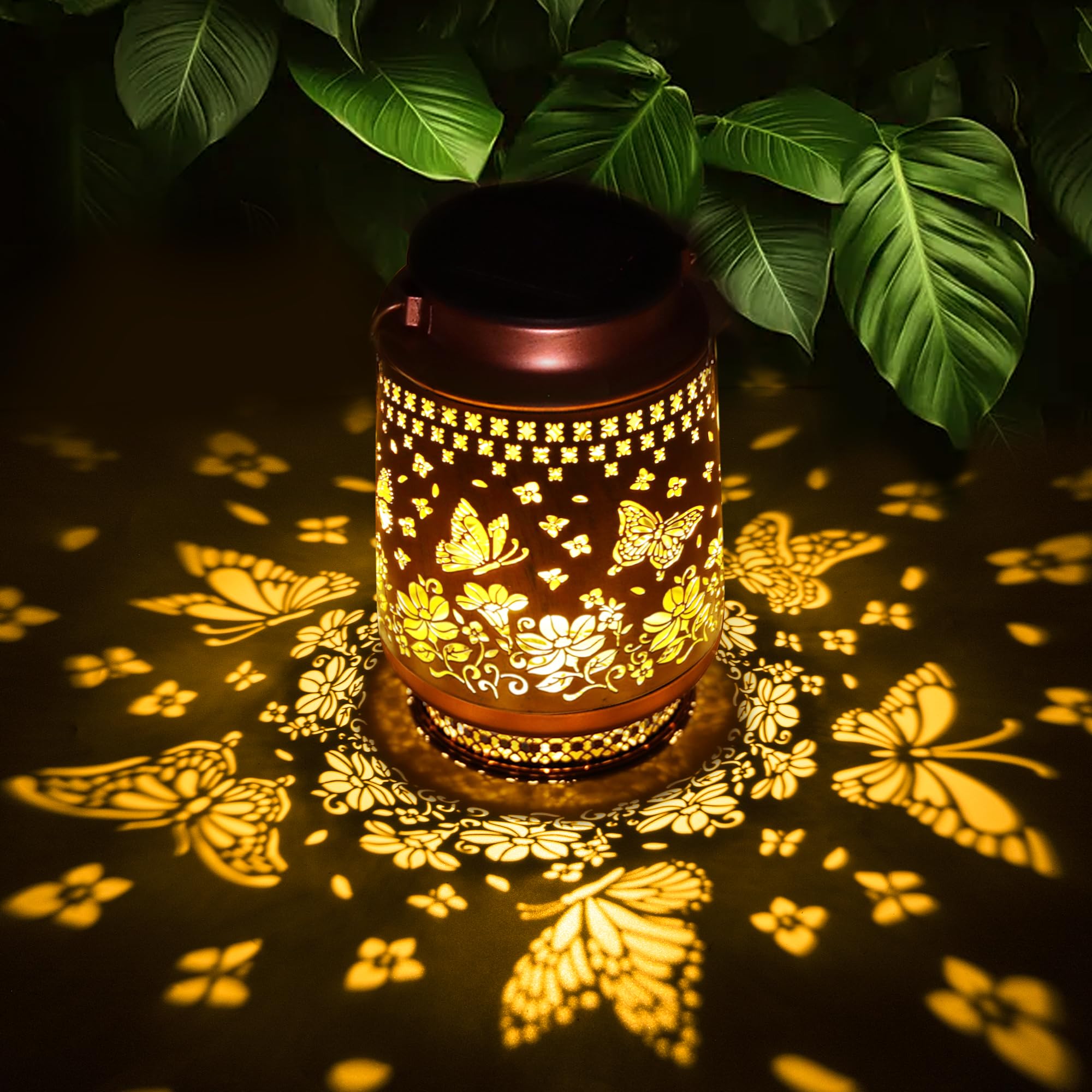 Fussion Butterfly Lantern garden decor glows softly at dusk for cozy evenings.