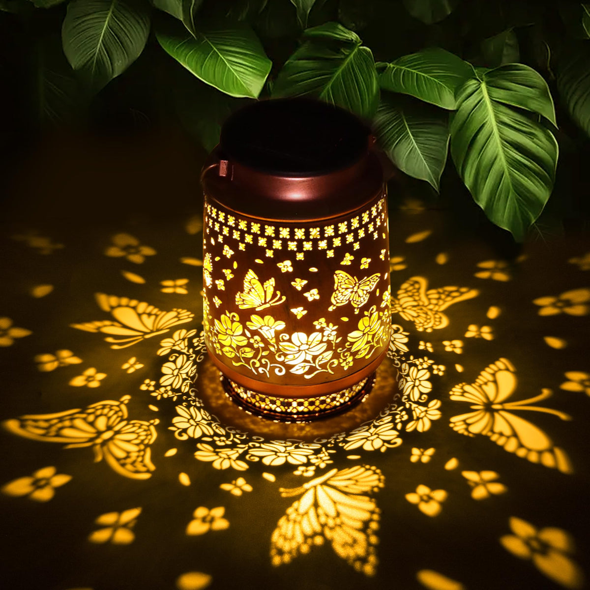 Fussion Butterfly Lantern garden decor glows softly at dusk for cozy evenings.