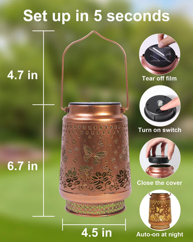 Fussion Butterfly Lantern detail shows hollow-out veneer with butterfly pattern.