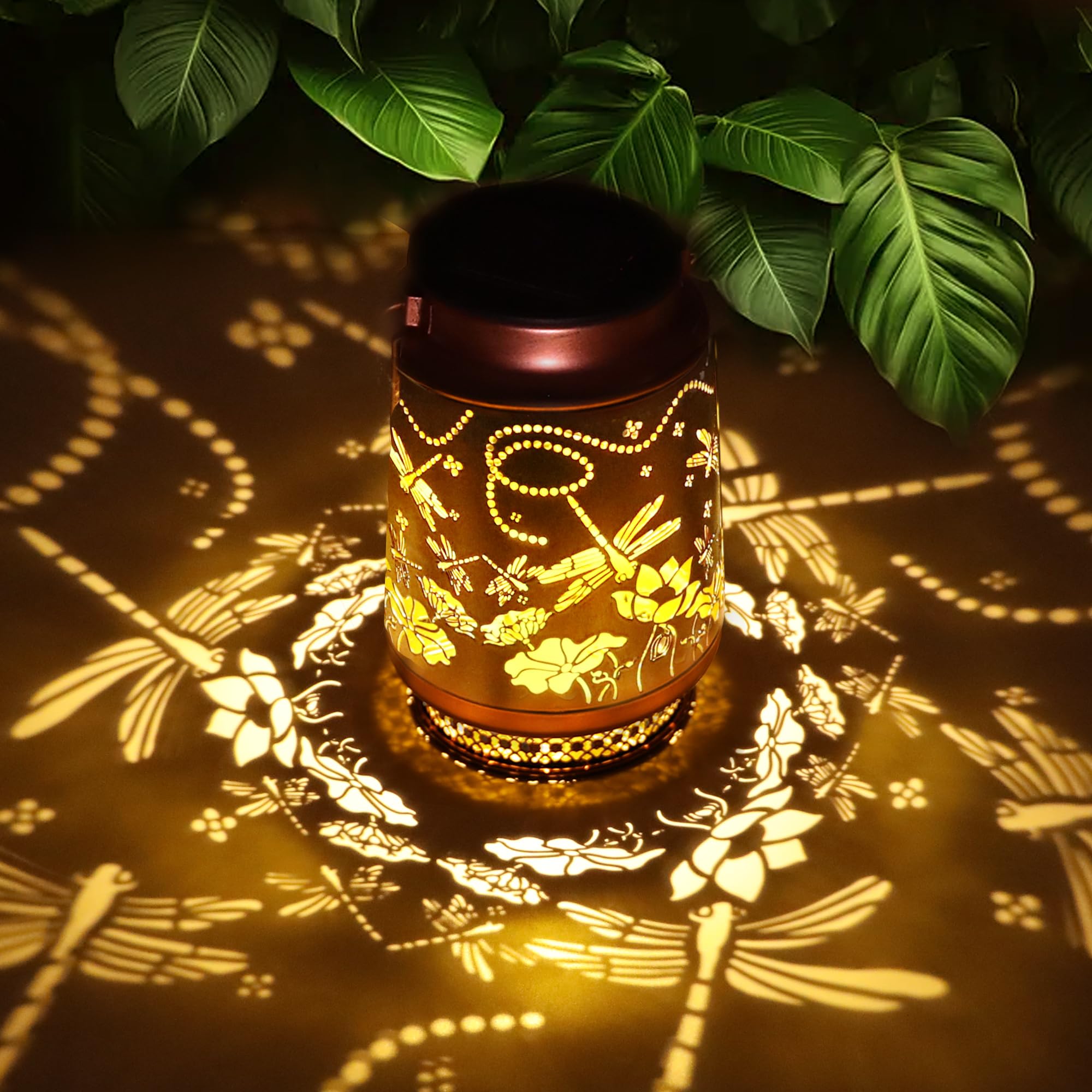 Fussion Dragonfly solar lantern outdoors casting a warm garden glow for cozy evenings.