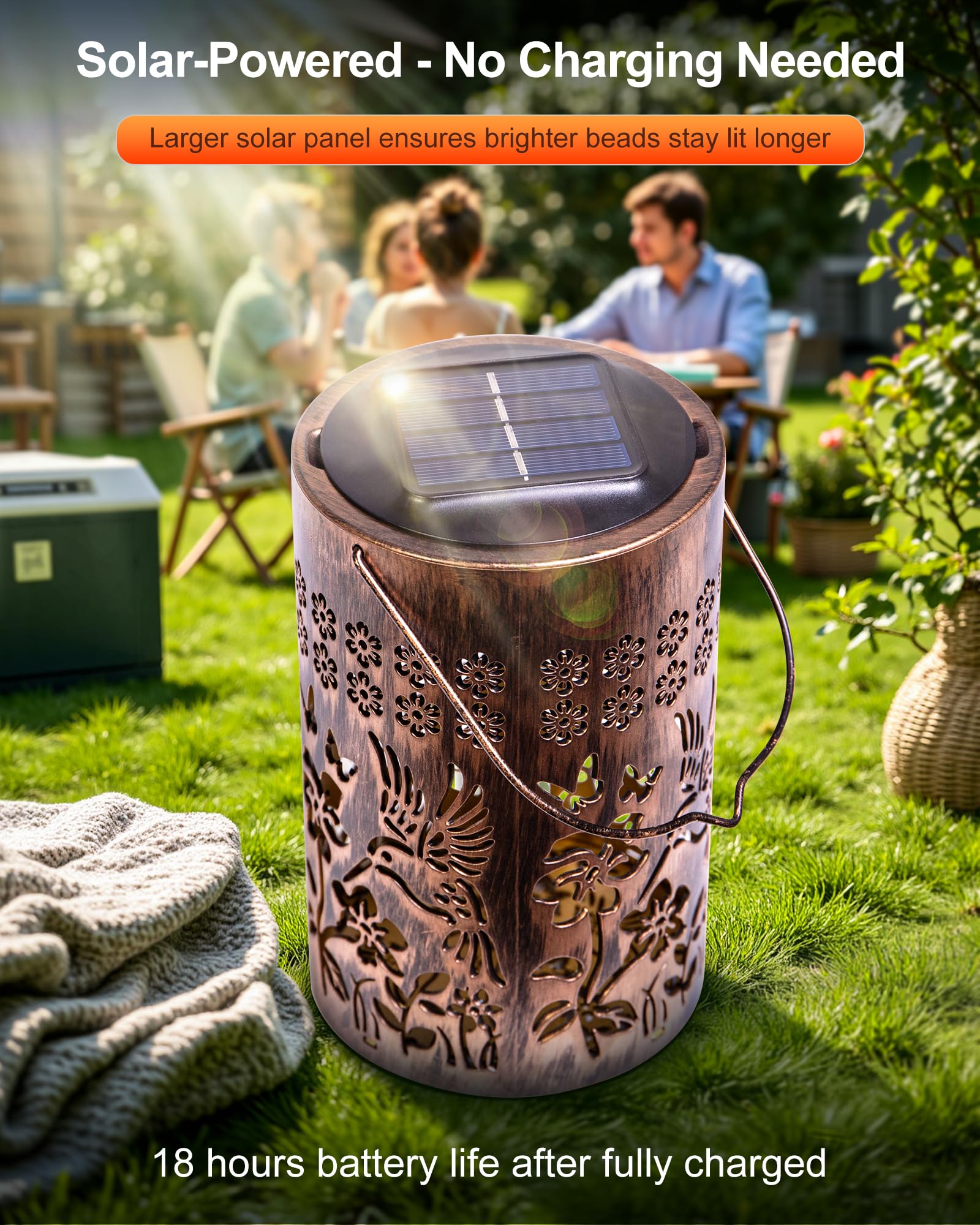 Fussion hummingbird lantern adds vintage charm to yard decor.