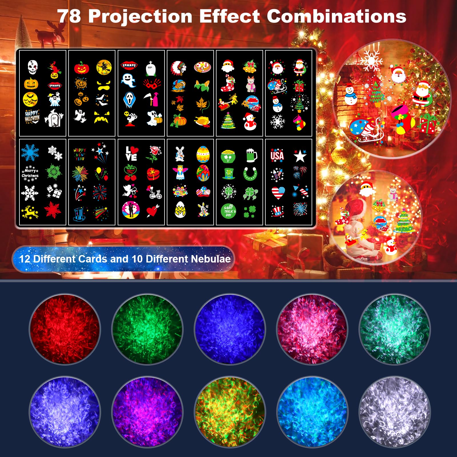 Fussion projection system shows multiple effects with adjustable patterns and speed