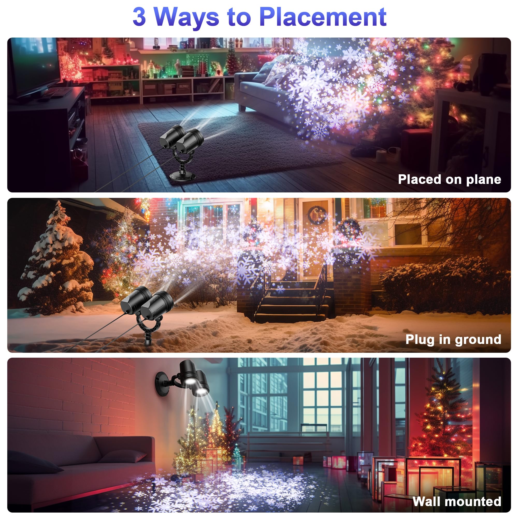 Fussion Snowflake Projector 180-degree adjustable head covers a wide yard