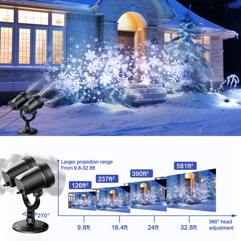 Fussion Snowflake Projector IP65 weatherproof resists rain and snow