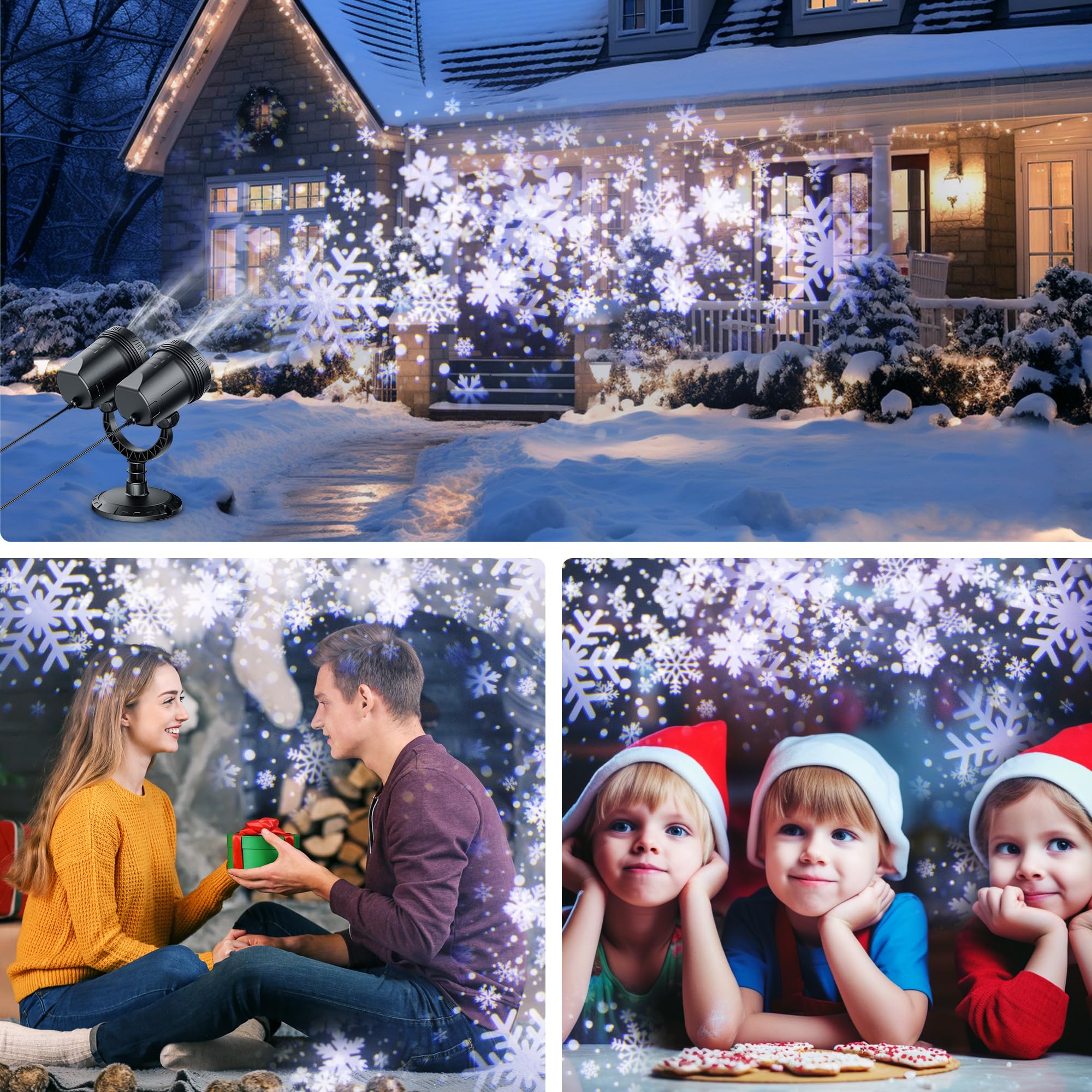 Fussion Snowflake Projector creates a night-time snowfall display for holidays