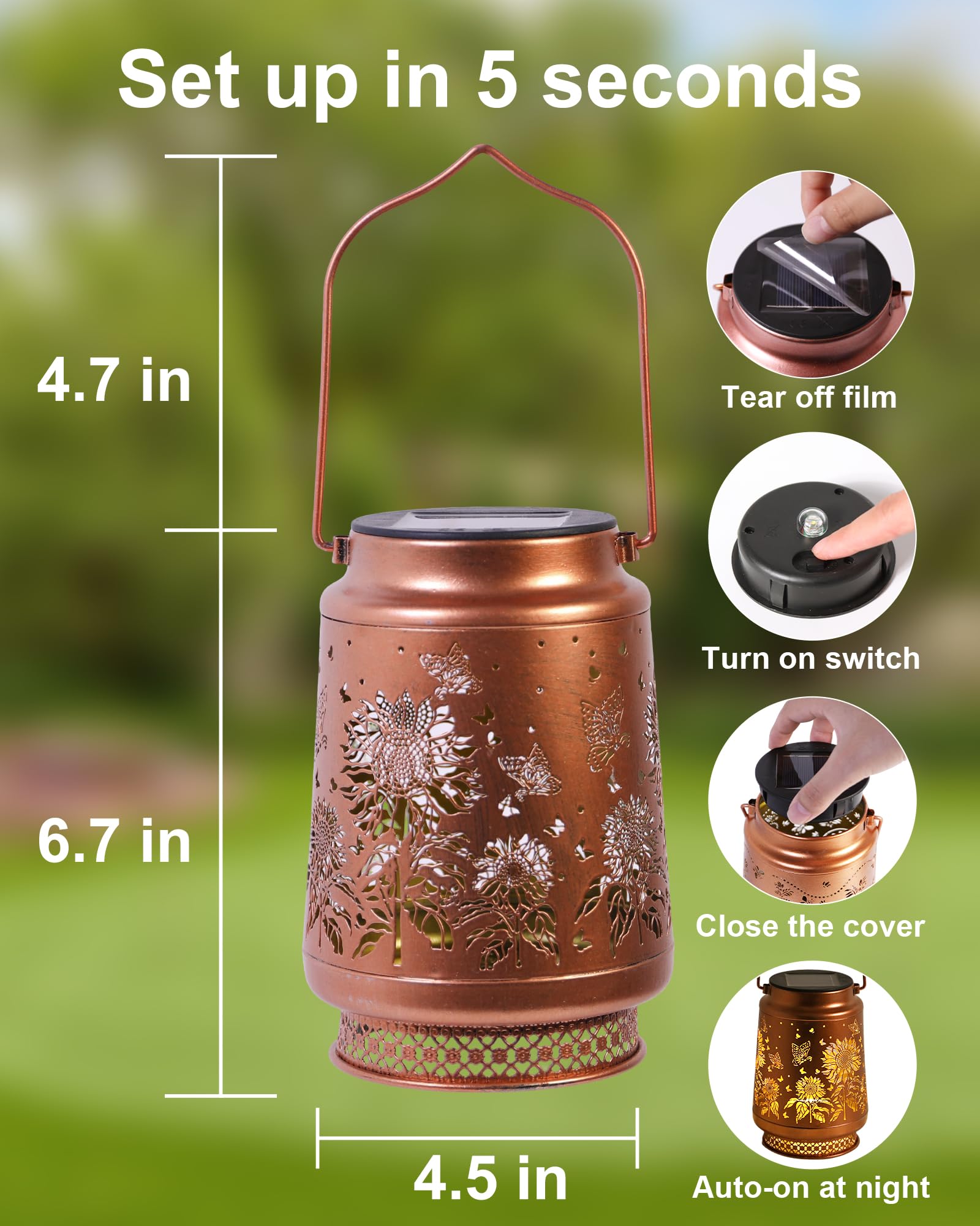 Fussion sunflower garden decor lantern for porch and patio styling