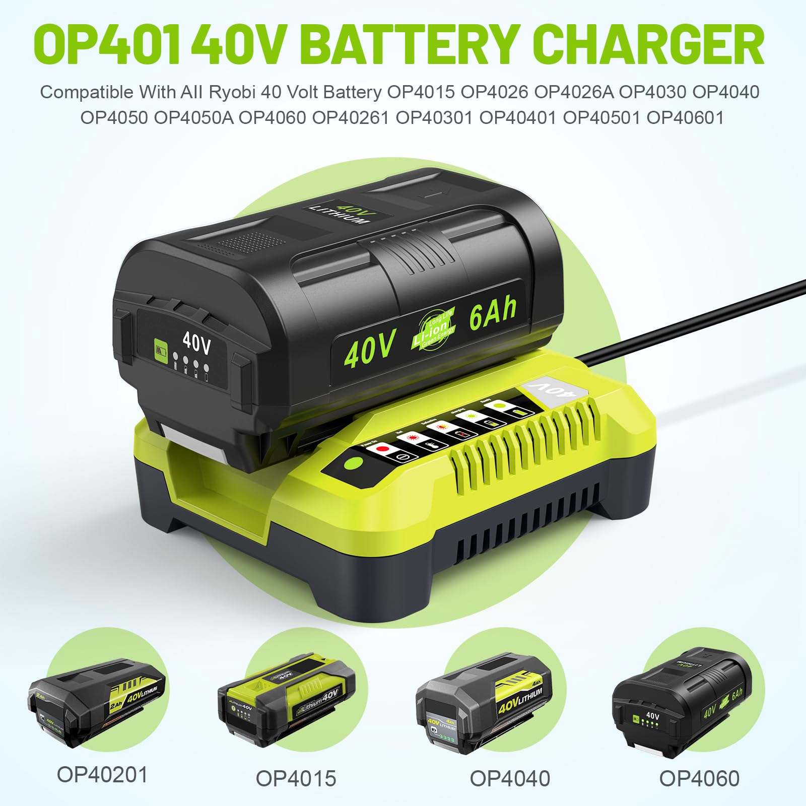 Futurebatt 40V charger compact design for small spaces