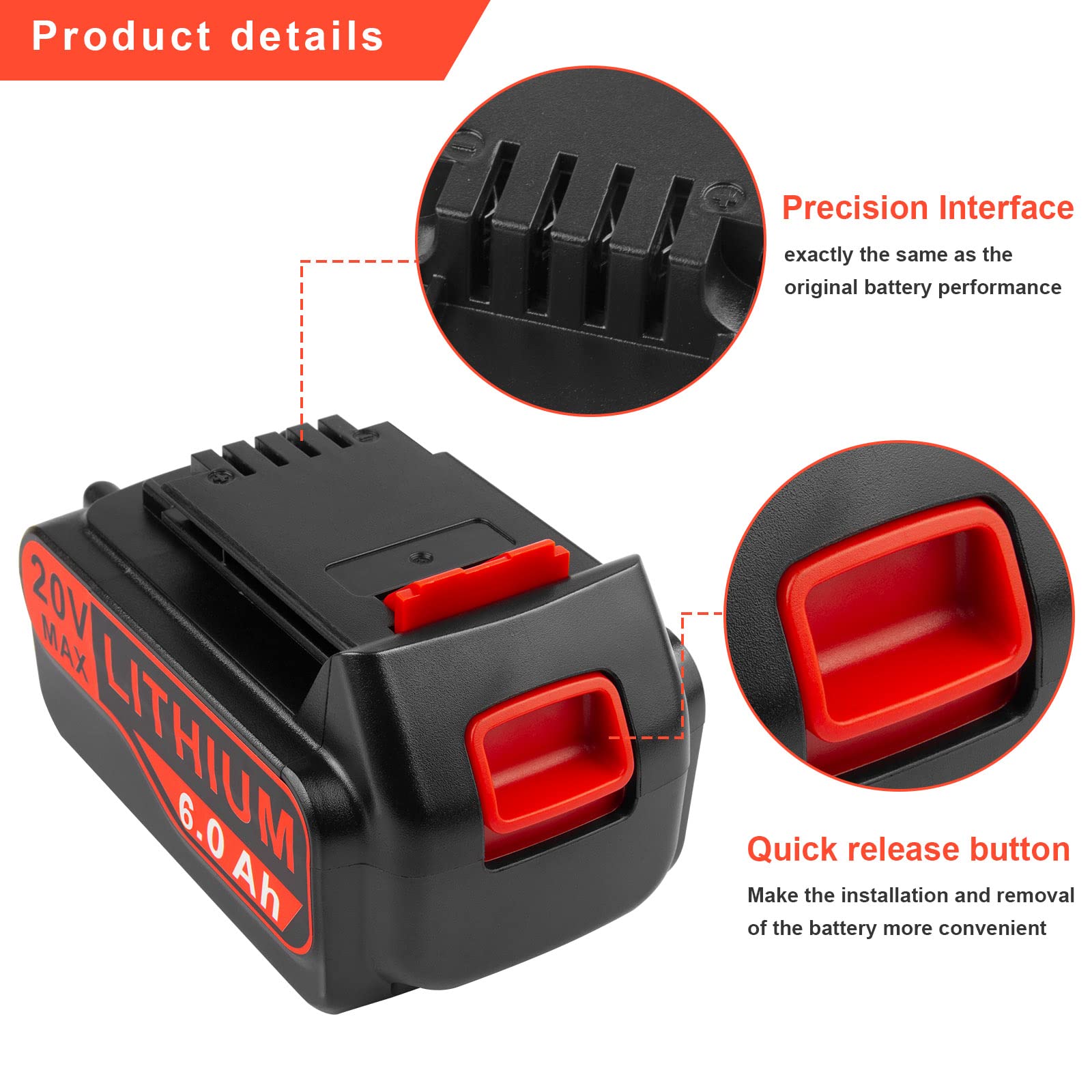 Futurebatt 6.0Ah 20V battery—inside-the-box image emphasizes ready-to-install convenience