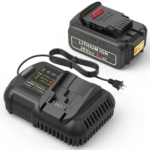 Futurebatt 6.0Ah 20V battery for Dewalt tools with extended runtime.