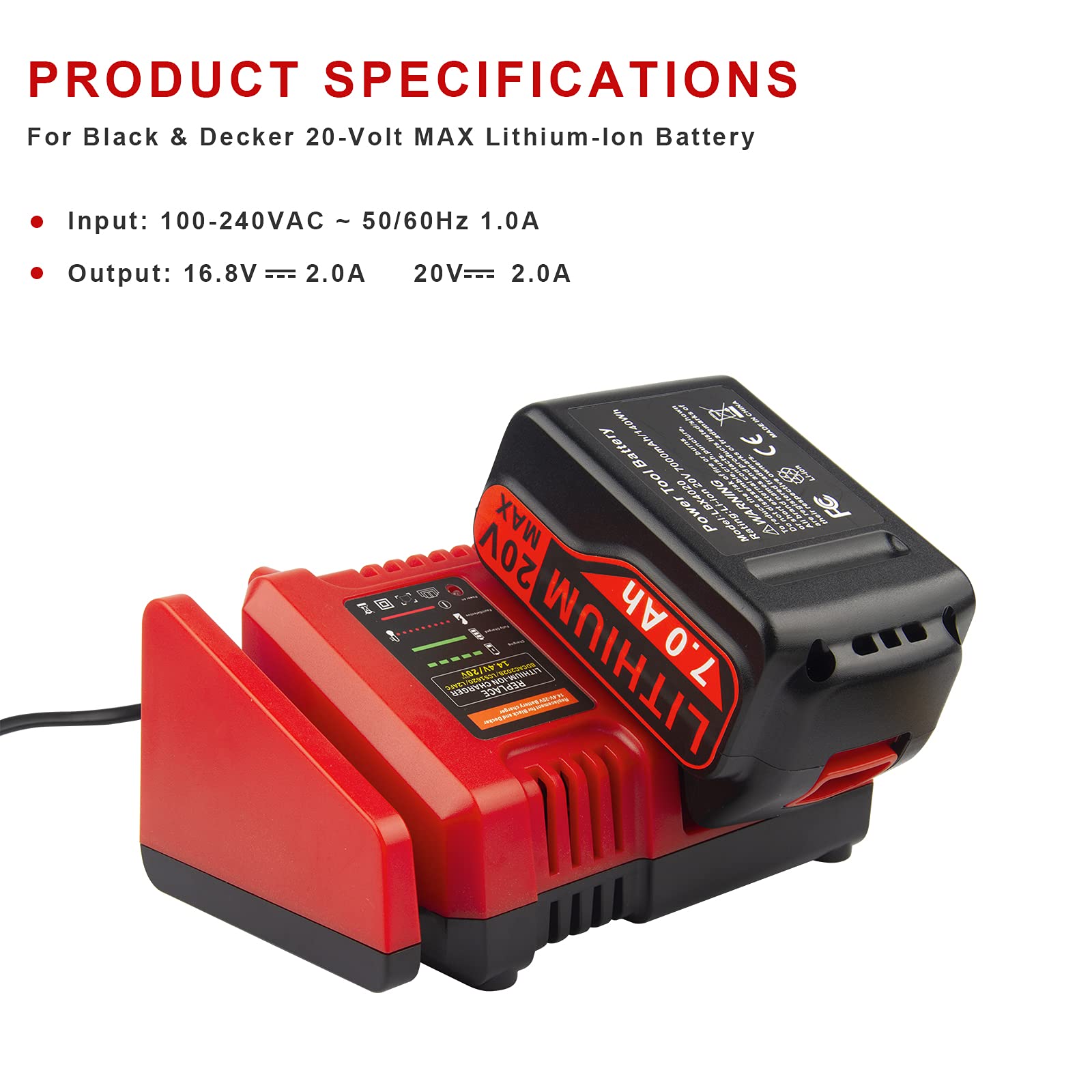 Futurebatt BDCAC202B LED indicator demonstrates charging status at a glance