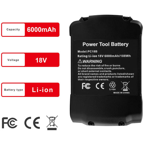 Detail of Futurebatt PC18B battery label highlighting capacity and compatibility