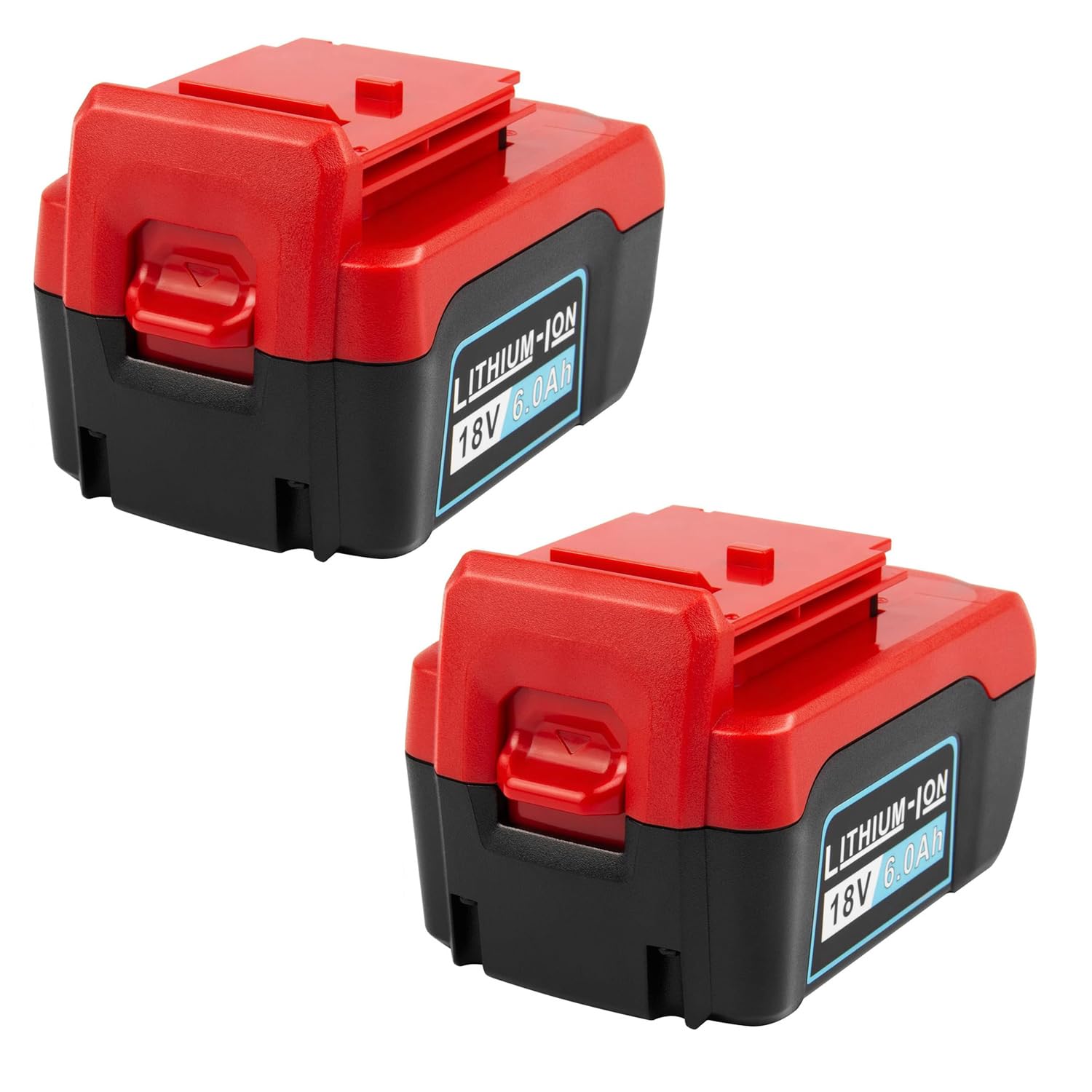 Futurebatt PC18B two-pack front view showing high-capacity 18V Li-ion batteries for extended runtime