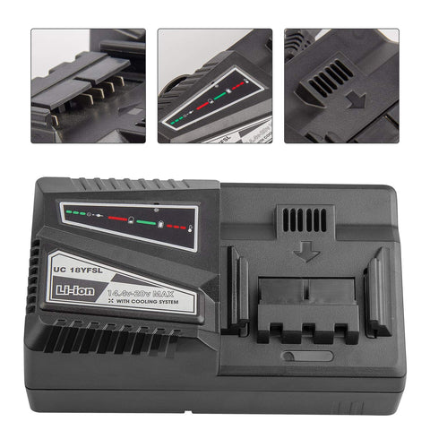 Futurebatt Hitachi quick charger battery insertion point in use