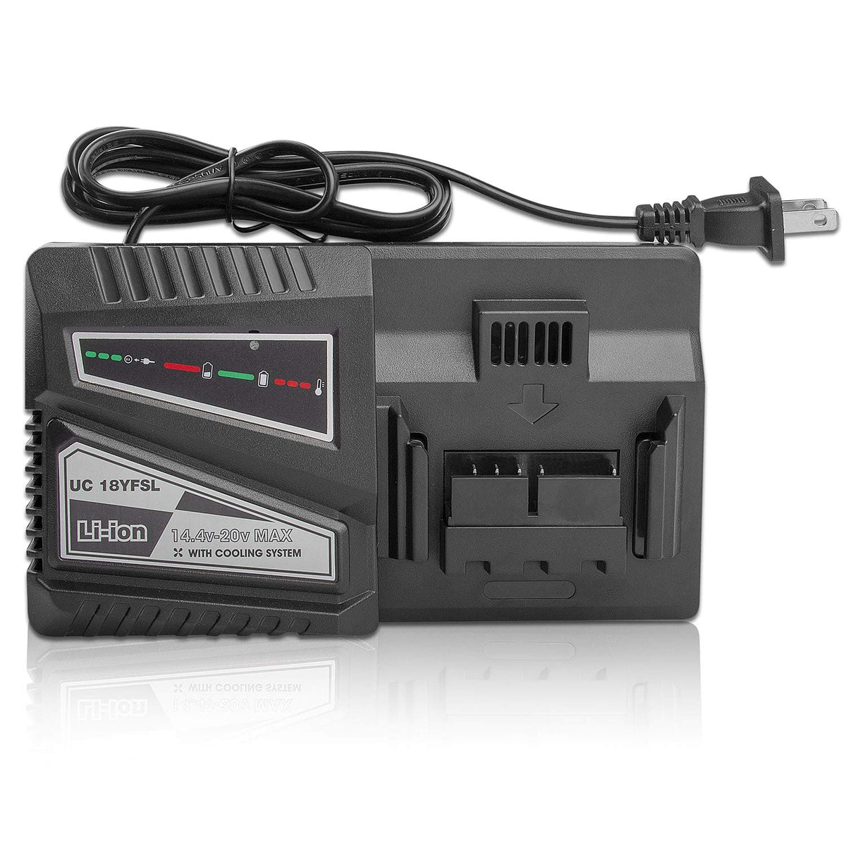 Futurebatt Hitachi quick charger front view showing compact design