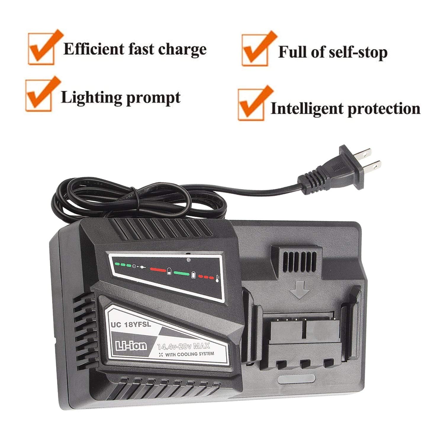 Futurebatt Hitachi quick charger with side ports for cables