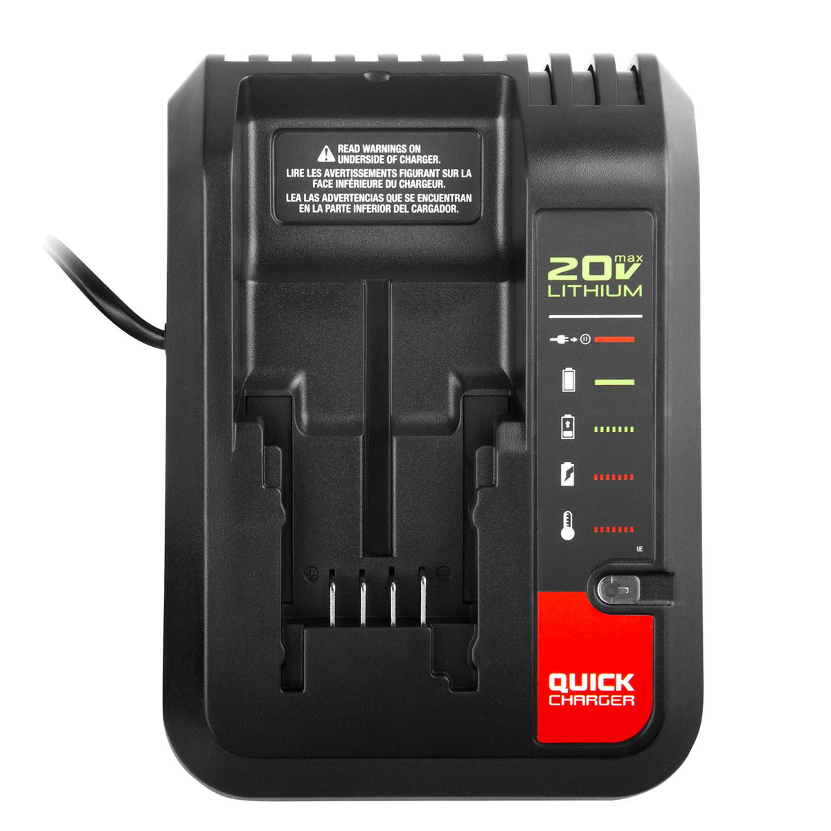 Futurebatt Quick Charger for Porter-Cable 20V Max with clear LED indicator.