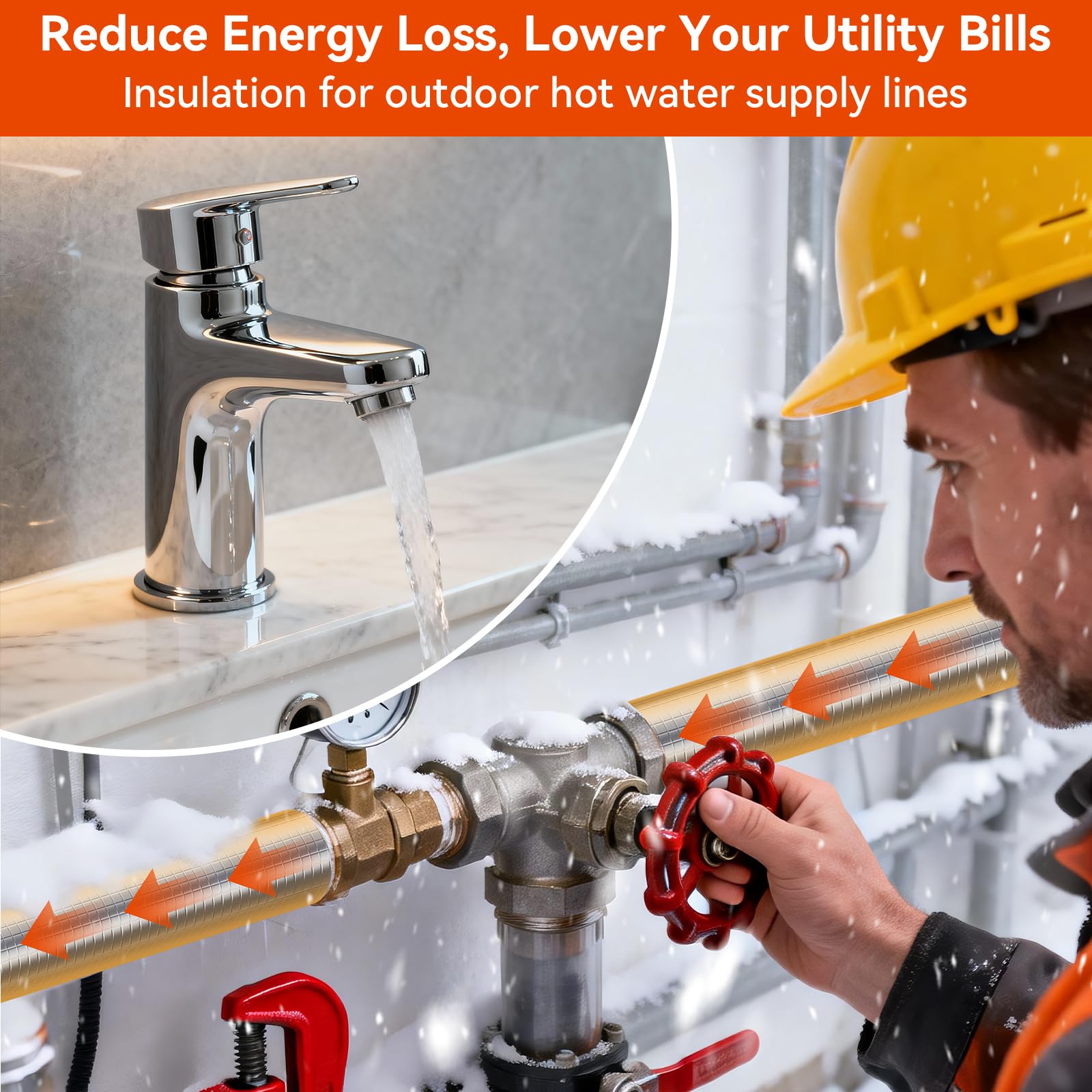 FUTURESHAN weatherproof insulation protects spigots and outdoor fixtures from freezing.
