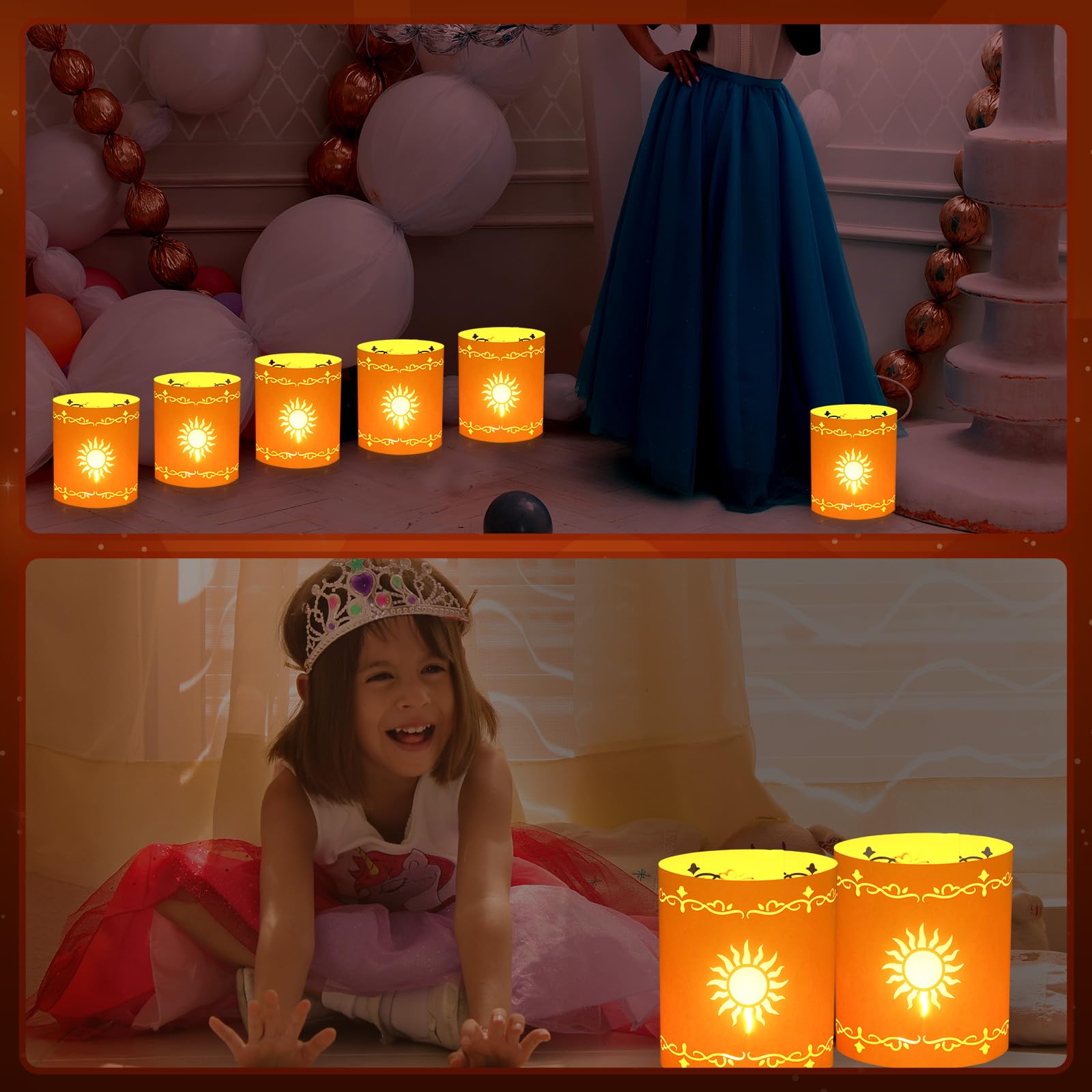 Fuyoooo princess party decoration idea with golden lanterns for magical ambience.
