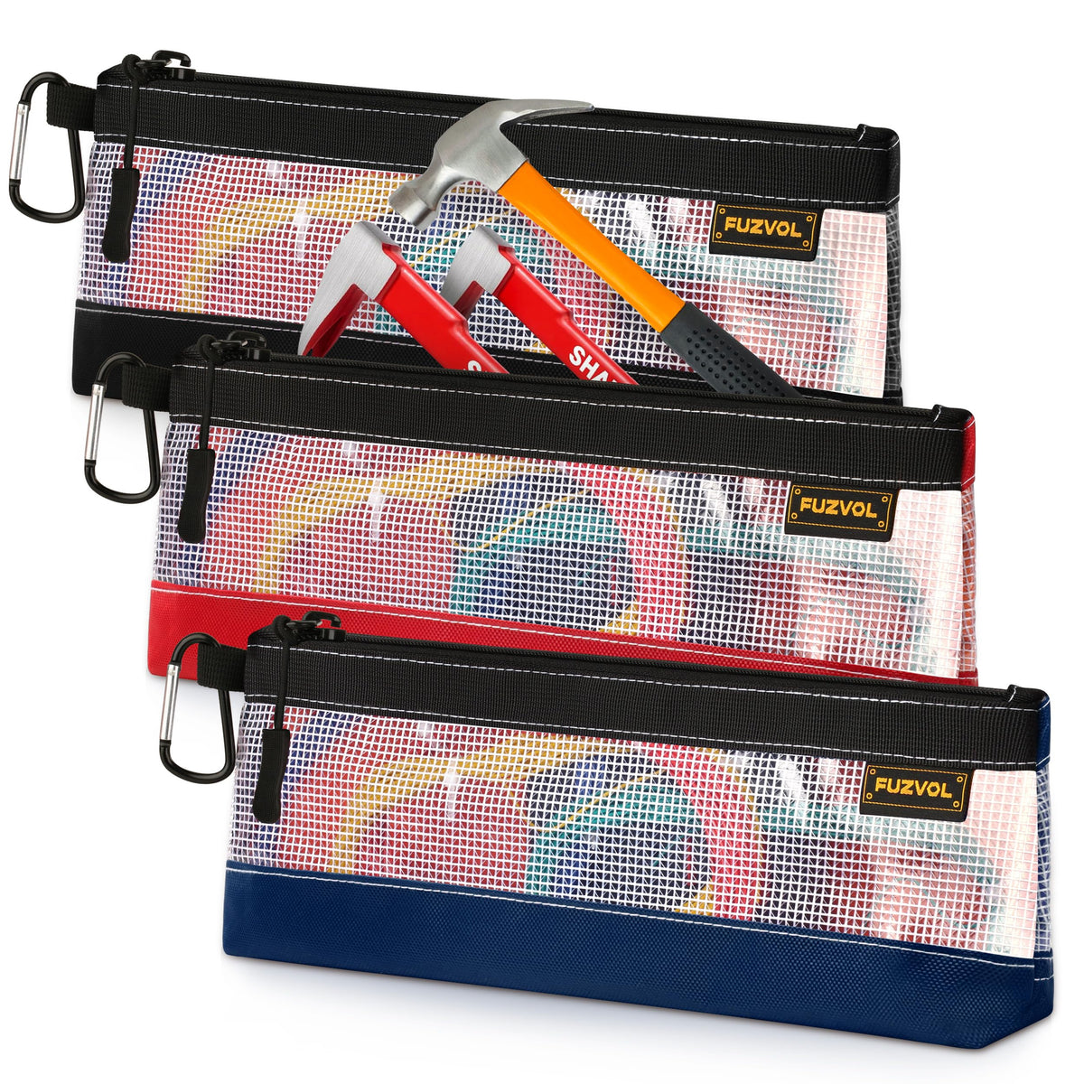 FUZVOL Clear Tool Pouch 14-inch for quick tool spotting and easy access