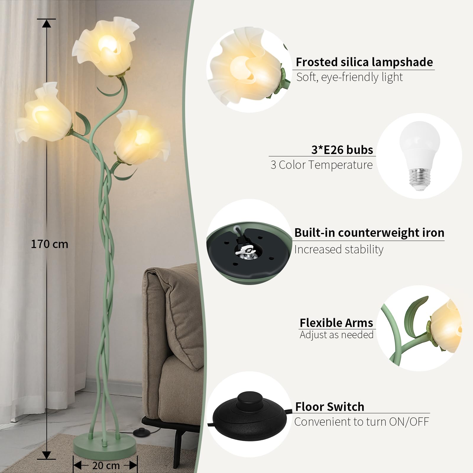 Fuzzbopn lamp uses E26 LED bulbs for energy efficient lighting