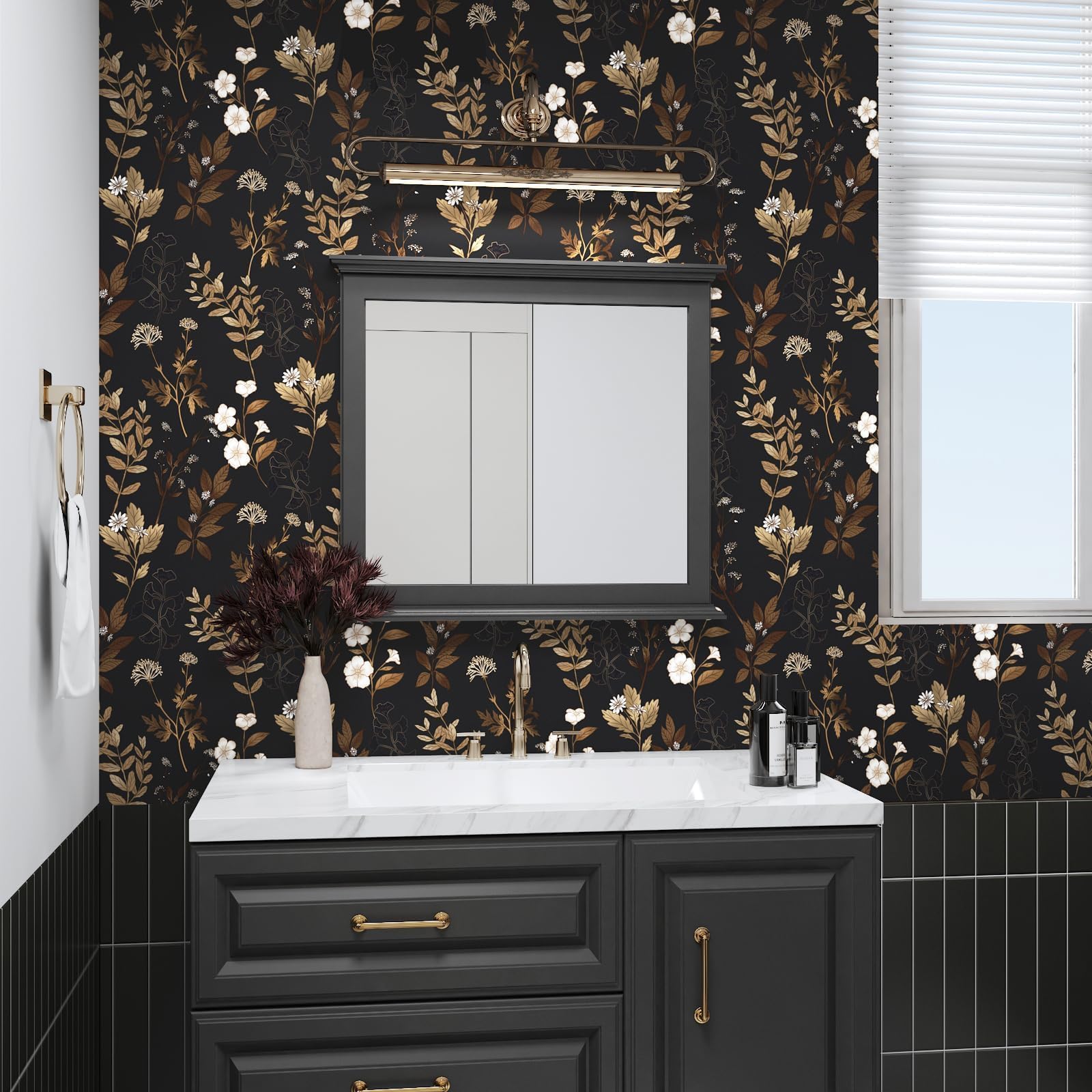 Fvlow removable wallpaper on bathroom surface suitable for moisture-friendly decor