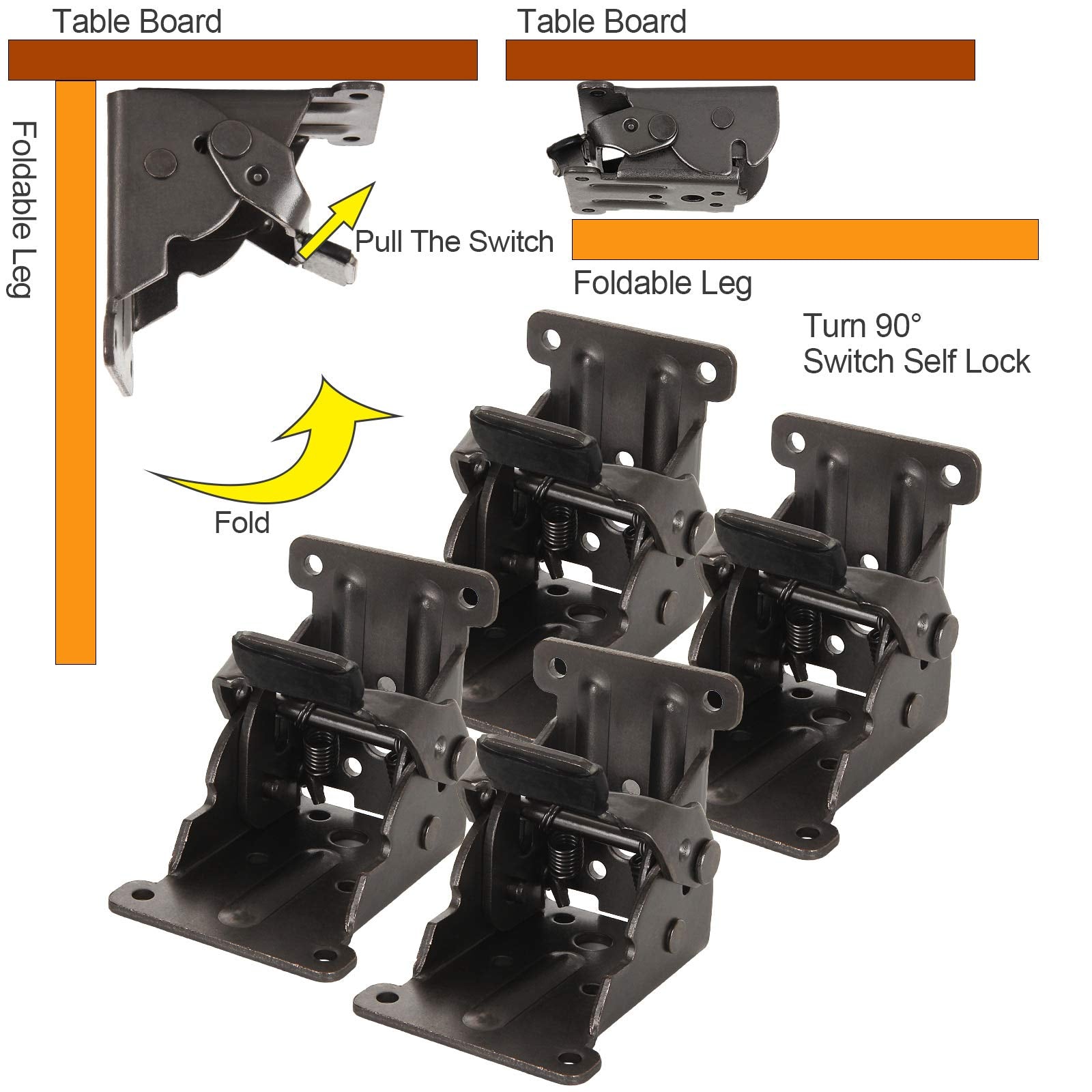 FWEEK black bronze finish bracket mounted on a table leg for a sleek look.