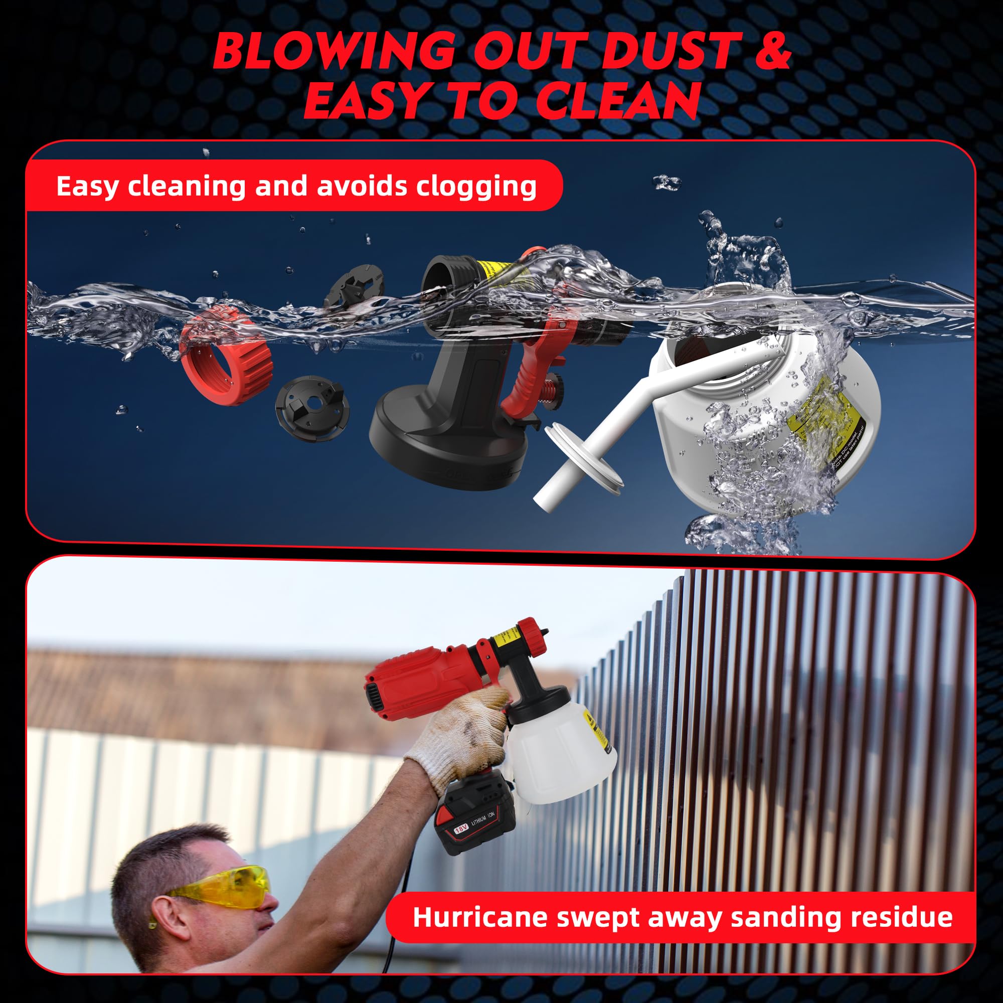 FXAFXA built-in dust blowing and easy hose cleaning feature.