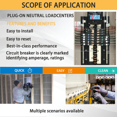 Fxsmgdy 50A 2-pole breaker side angle highlighting compact plug-in design.