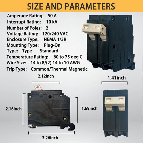 Fxsmgdy 50A 2-pole breaker with thermal-magnetic protection for safety.