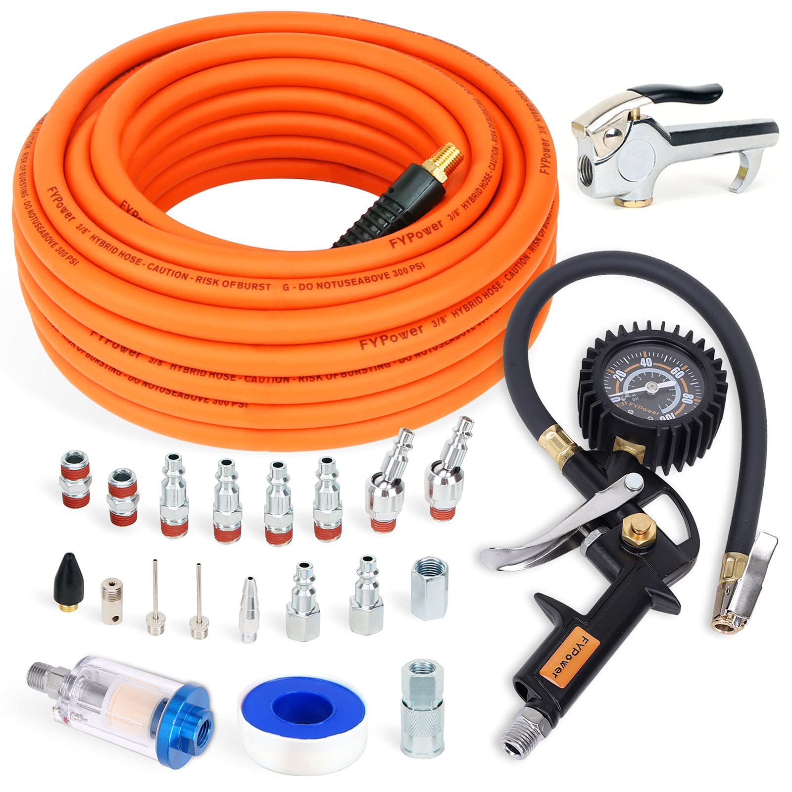 FYPower 22-piece compressor kit for versatile home workshop tasks.