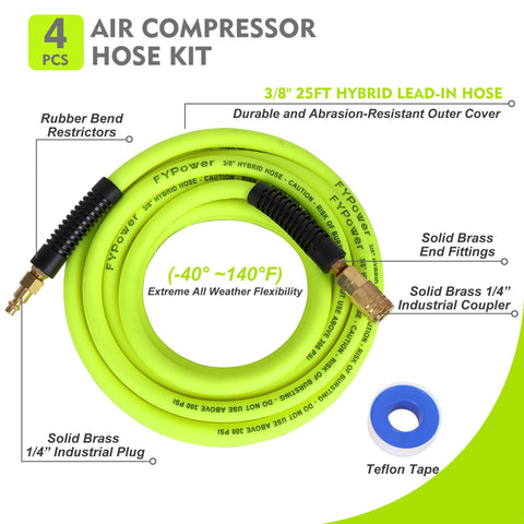 FYPower air hose 38-inch kink-resistant design reduces tangling during use.