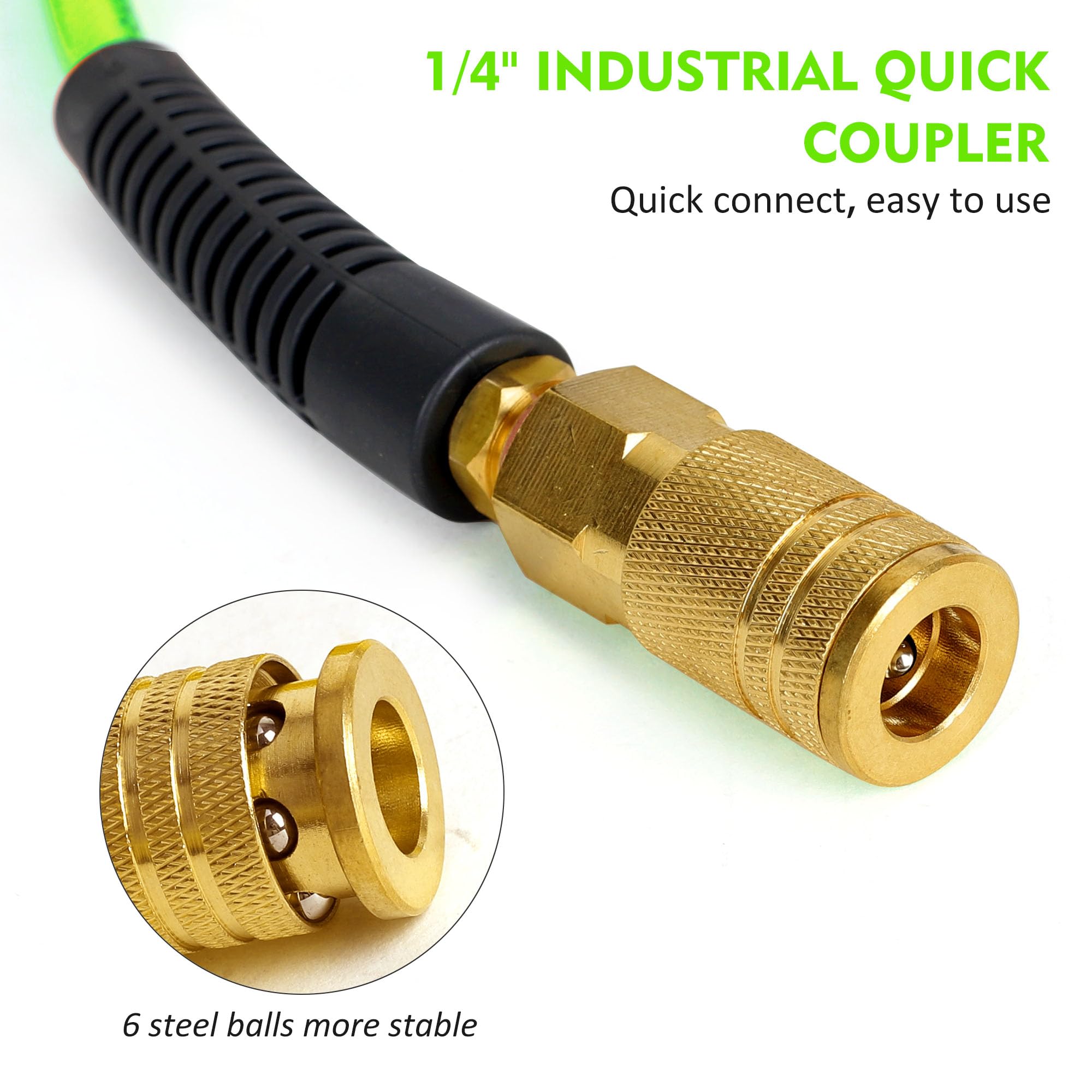 FYPower bend restrictors protect joints for longer hose life under heavy use.