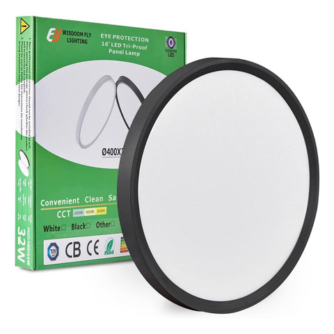 FY WISDOM FLY LIGHTING 15-8-inch black LED flush mount delivers bright, even hallway illumination.