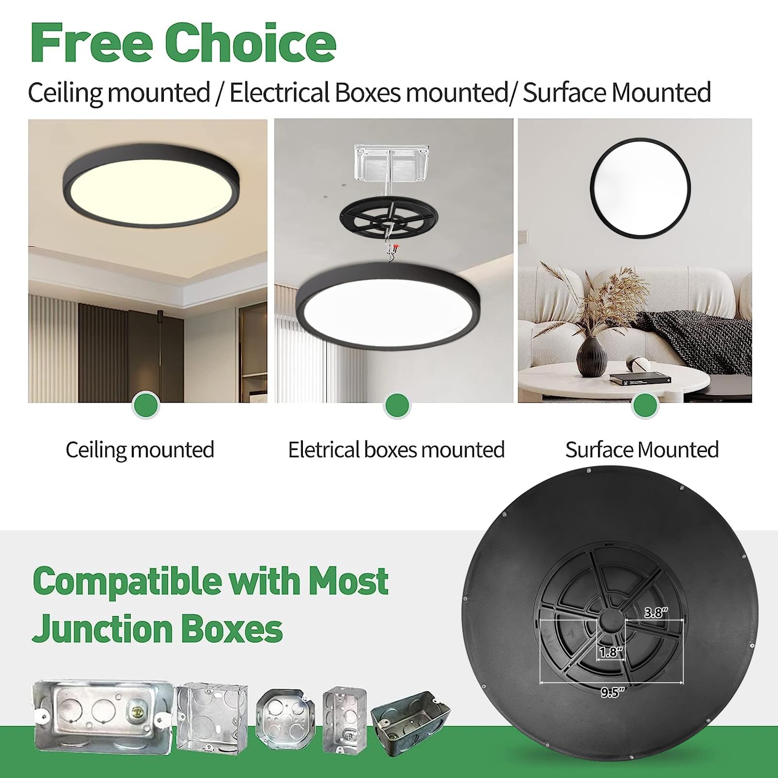 FY WISDOM FLY LIGHTING 20-inch LED flush mount close-up diffuser for soft, even light