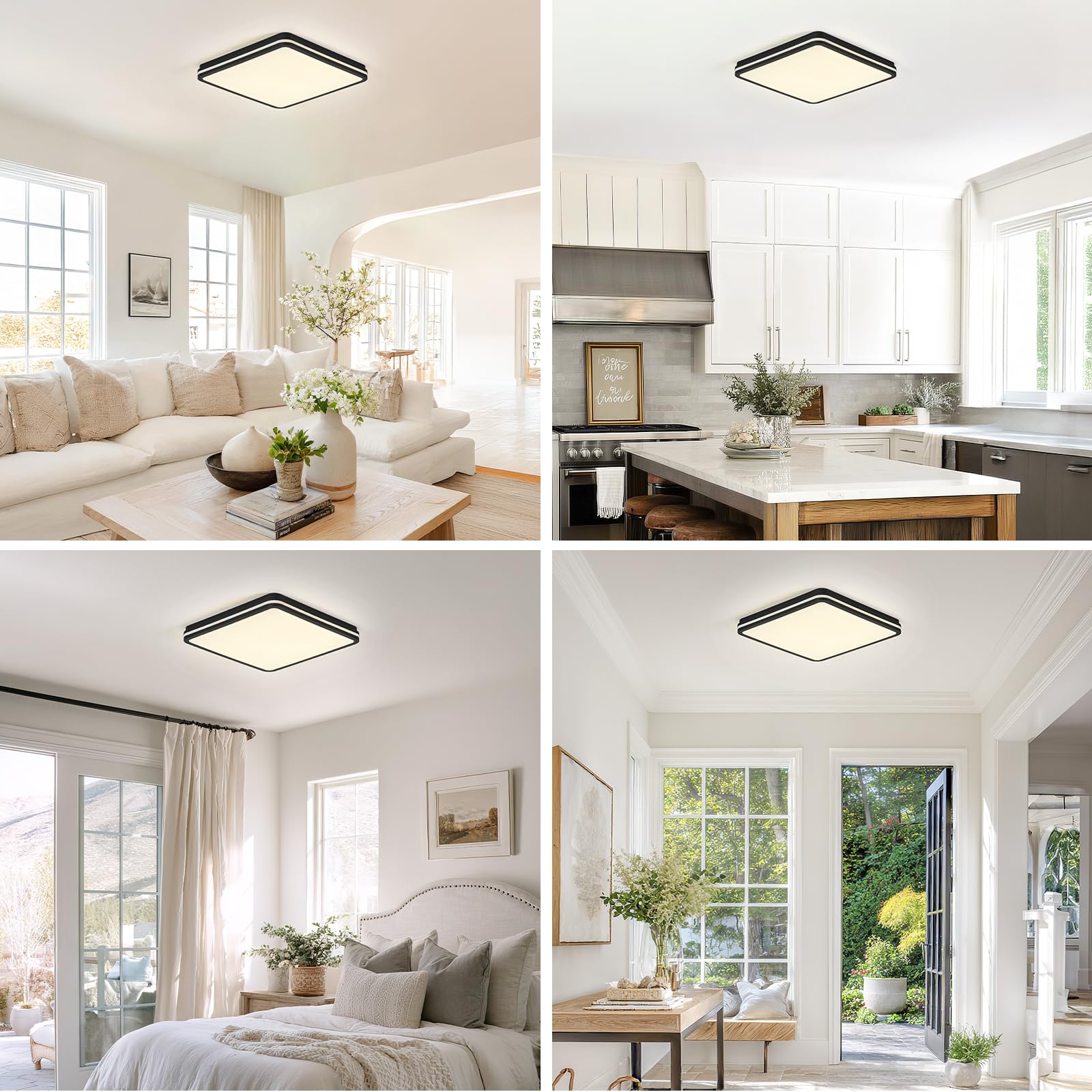 FY Wisdom Fly Lighting black square ceiling light for hallway, kitchen, or bedroom.