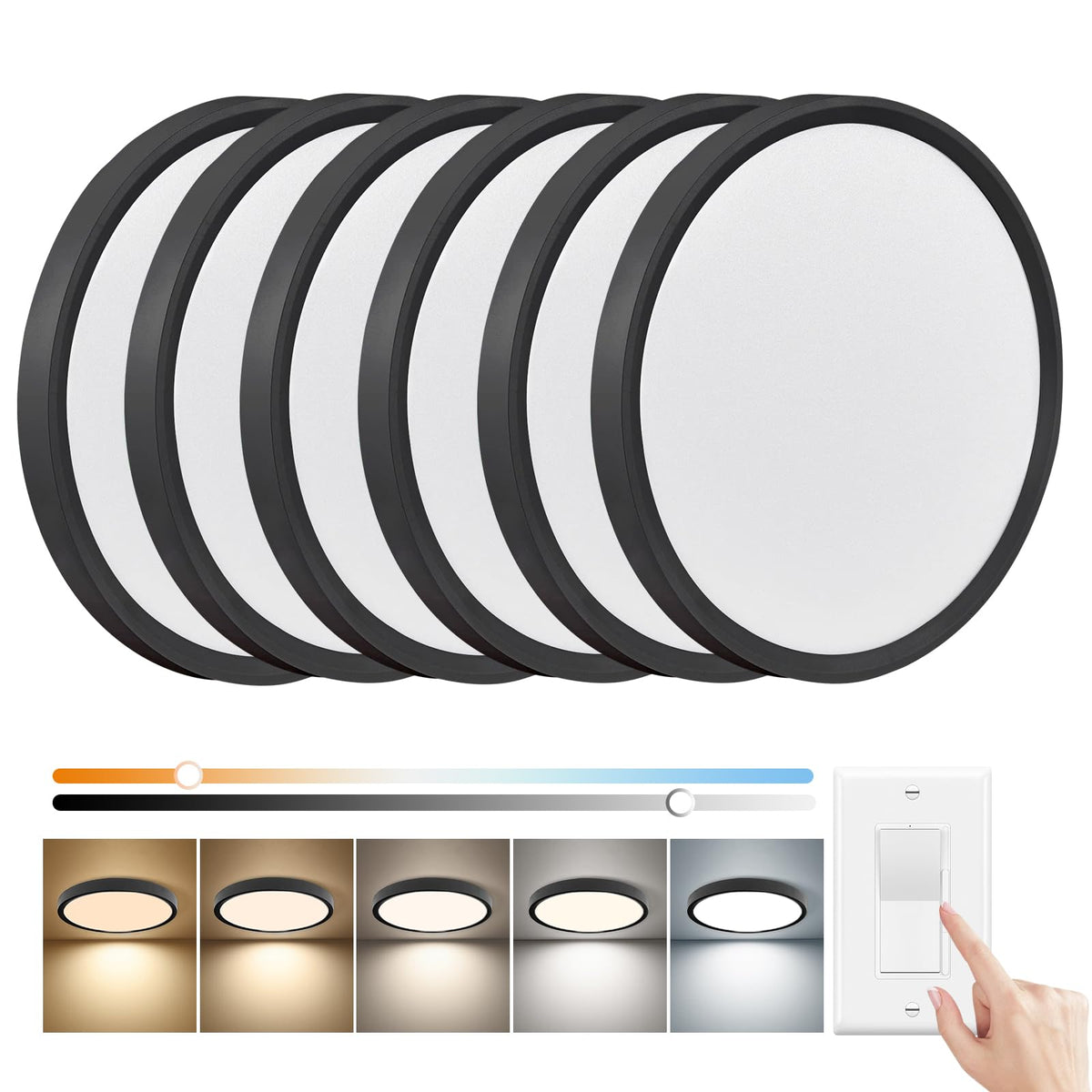 FY WISDOM FLY LIGHTING 6PK flush mount closeup shows adjustable CCT for mood control