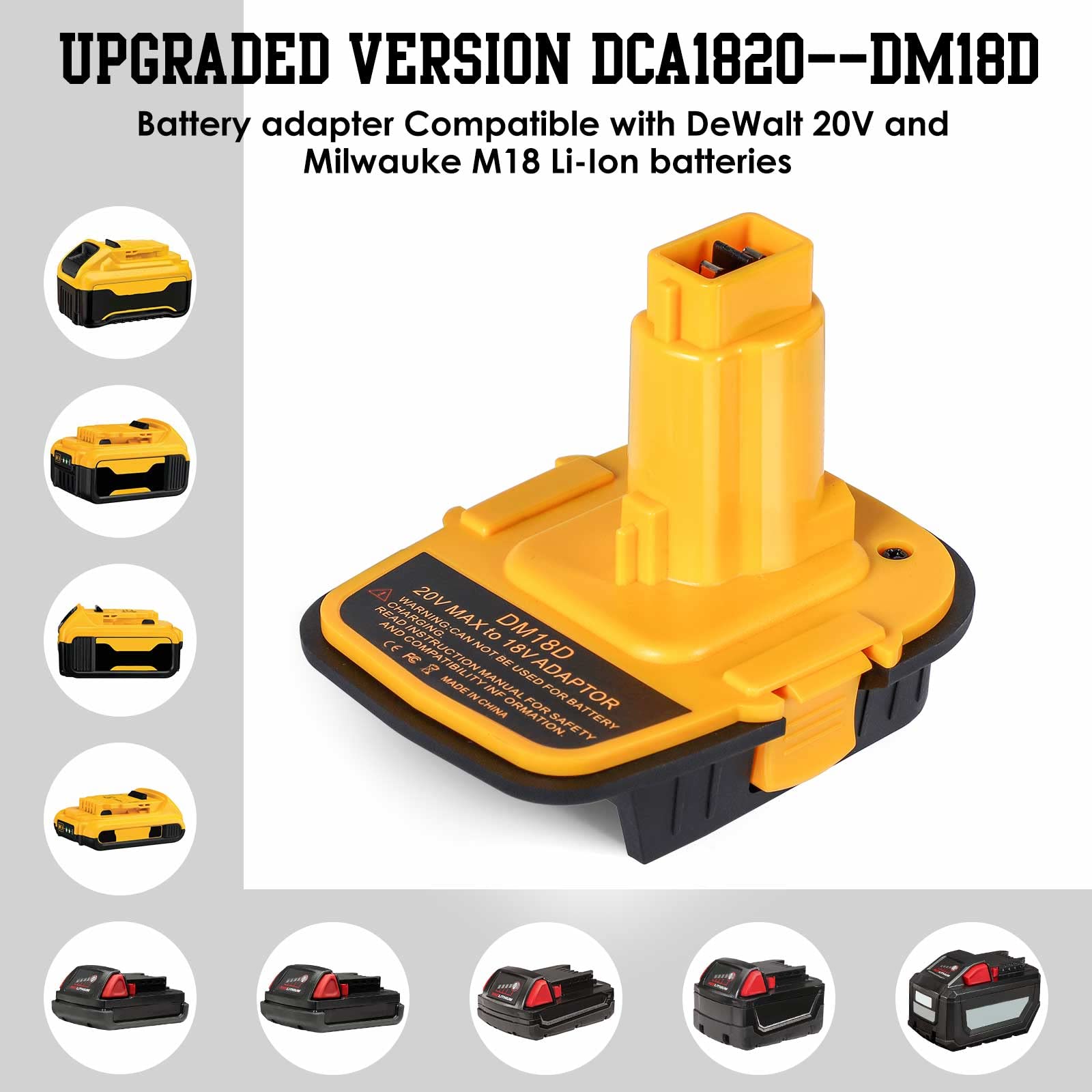 Fybemax DM18D converts Milwaukee M18 and DeWalt 20V packs for DeWalt 18V NiCad tools